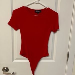Lulus Red Basic Bodysuit Size S